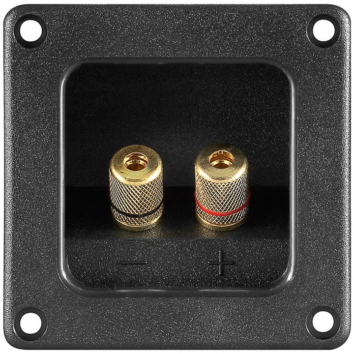 Hangszóró csatlakozó, fém, 75,9x75,9 mm, fekete