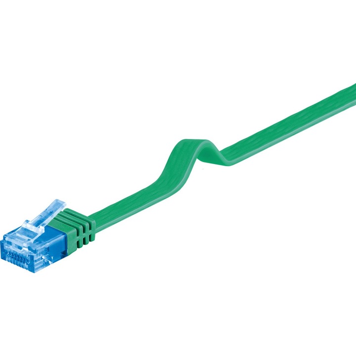 Cablu patch plat CAT 6A, U/UTP, verde , Lungime cablu 0.5 m