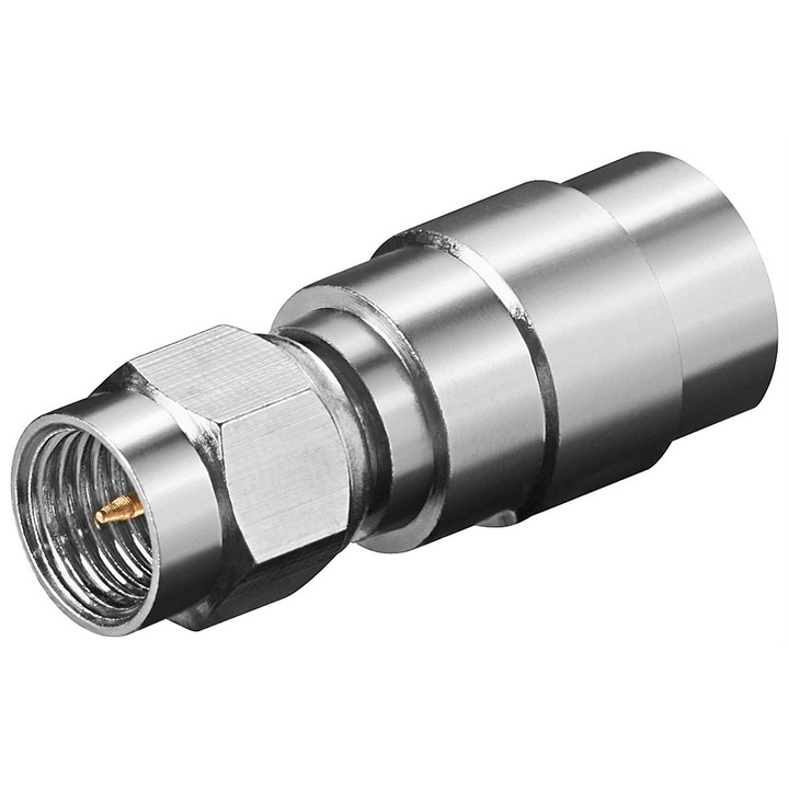 FME csatlakozó, SMA adapter, fém, szabványos, ezüst