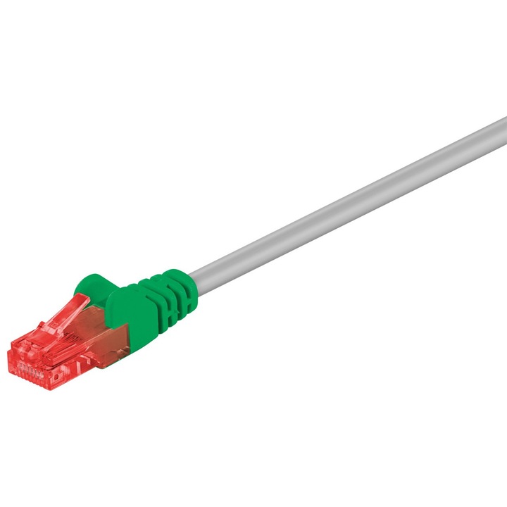 Cablu de retea, RJ45, CAT 6, U/UTP, 1m, gri/verde