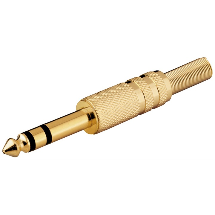 Sztereó csatlakozó, Jack 6,35 mm, arany