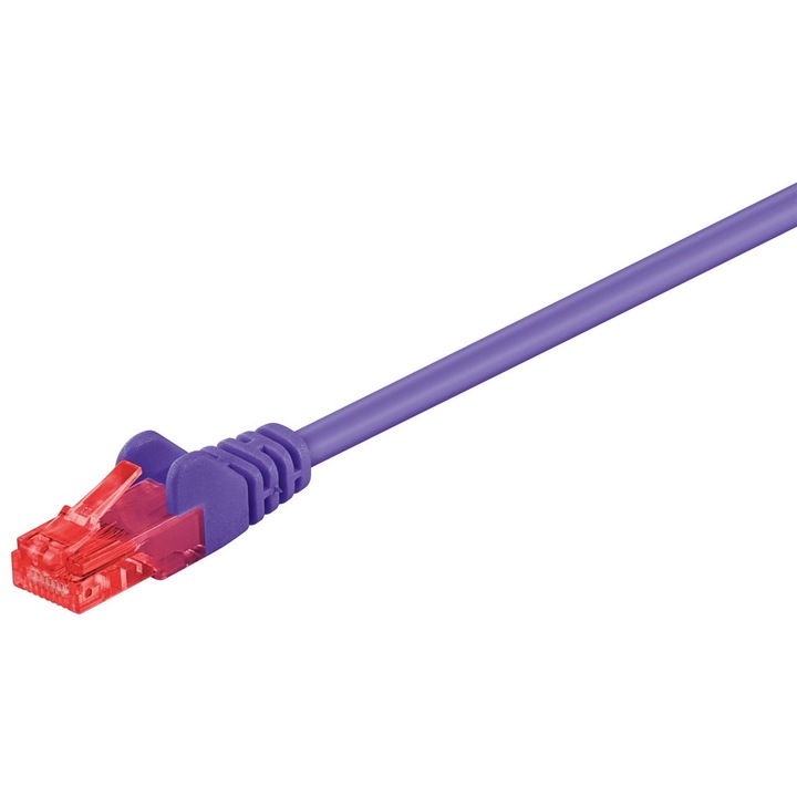 Árnyékolatlan hálózati kábel, Goobay, AWG 24 / 7, 2 x RJ45, 10 / 100 / 1000 Mbit, CAT 6, U / UTP, 0,5 m, lila