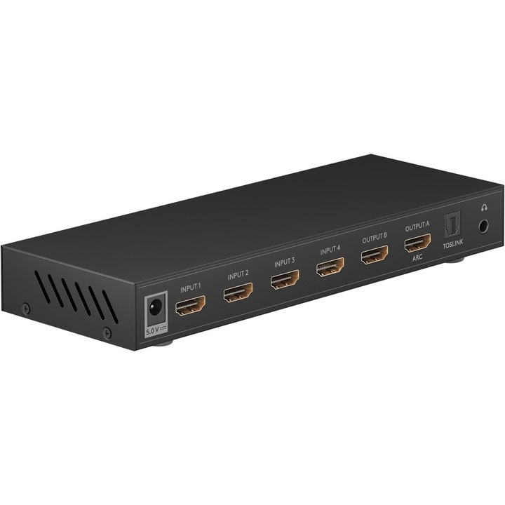 Kapcsoló HDMI 4x2, 4K @ 30 Hz, 2 kimenet, távirányítóval, Plug & Play