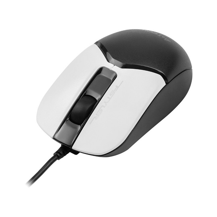 Мишка PC/Лаптоп, A4Tech, USB порт, 150 см, Бяла/Черна