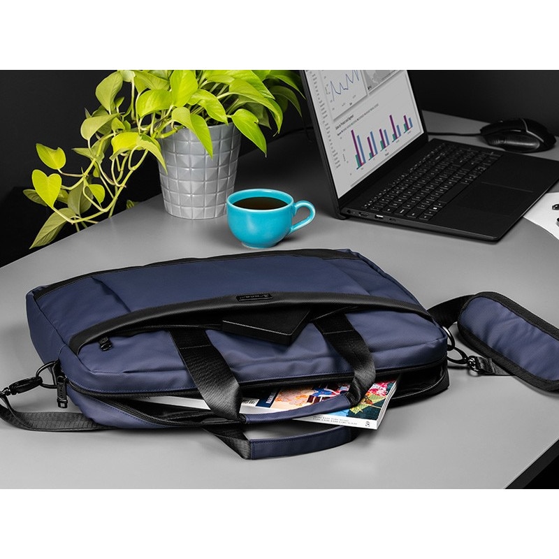 Geanta laptop, Tracer, Poliester, Compartimentat, 15.6", Albastru