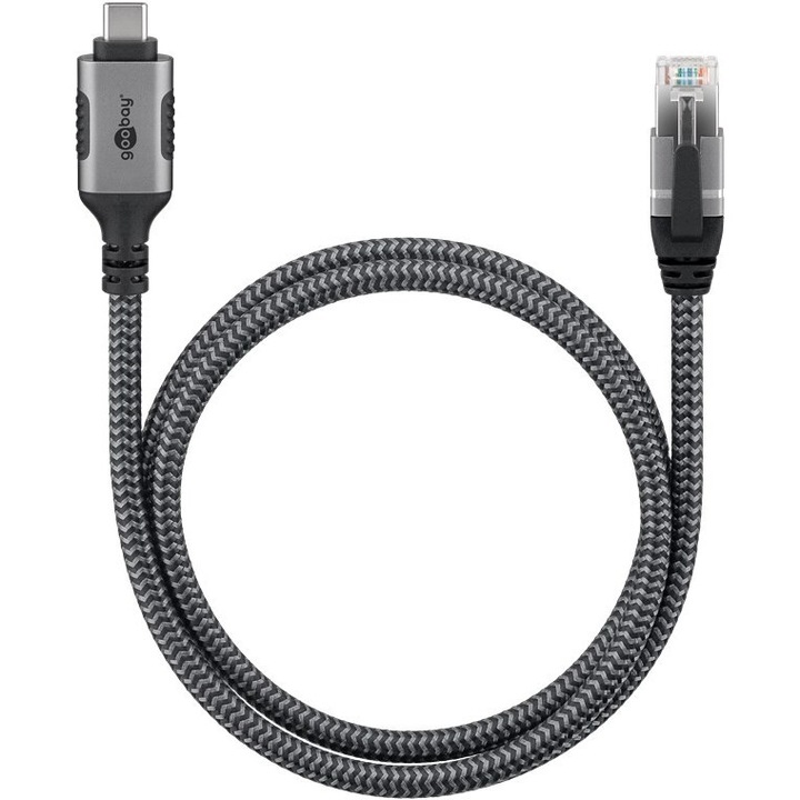 Cablu Ethernet, USB-C/RJ45, 2m, Negru