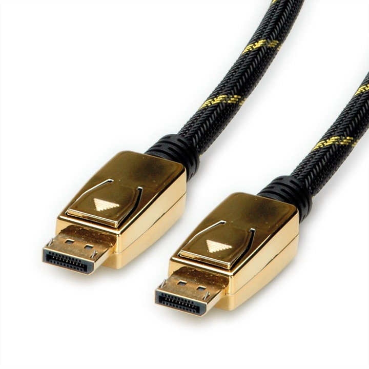 Cablu DisplayPort, Roline, 10m, Negru/Auriu