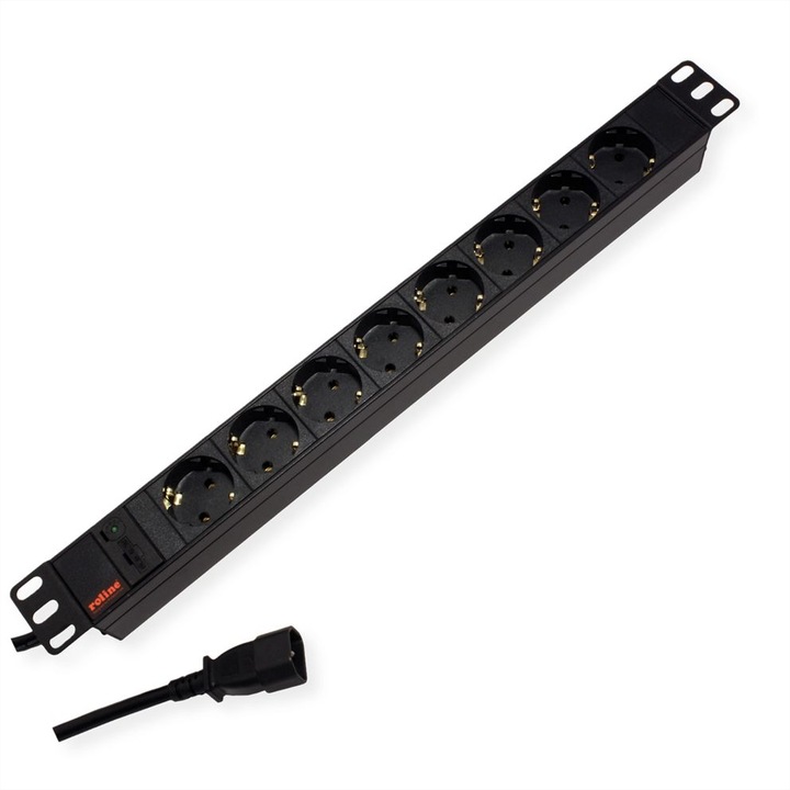 Разклонител ROLINE 19.07.1623, за 19" шкаф, 8x гнезда IEC320, C14, 10A, черен 2м