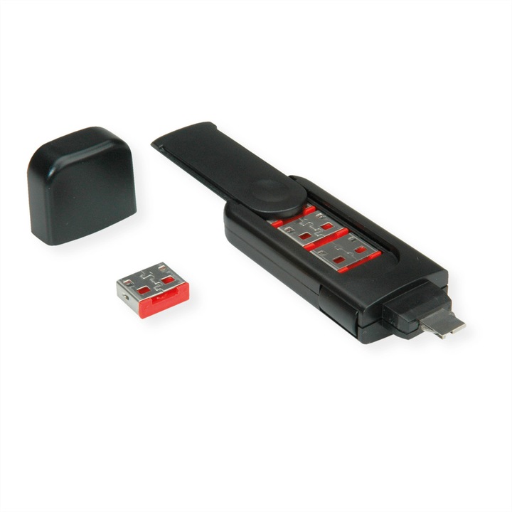 Blocare port USB, Roline, Metal, Negru, Standard