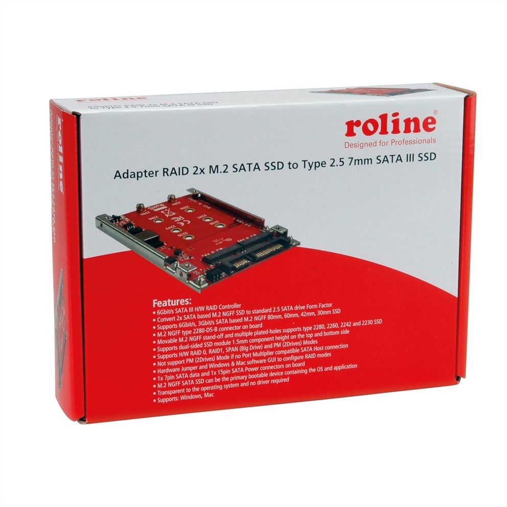Sata M2 Ssd Raid Интерфейсен адаптер ROLINE SSD към SATA, 2x