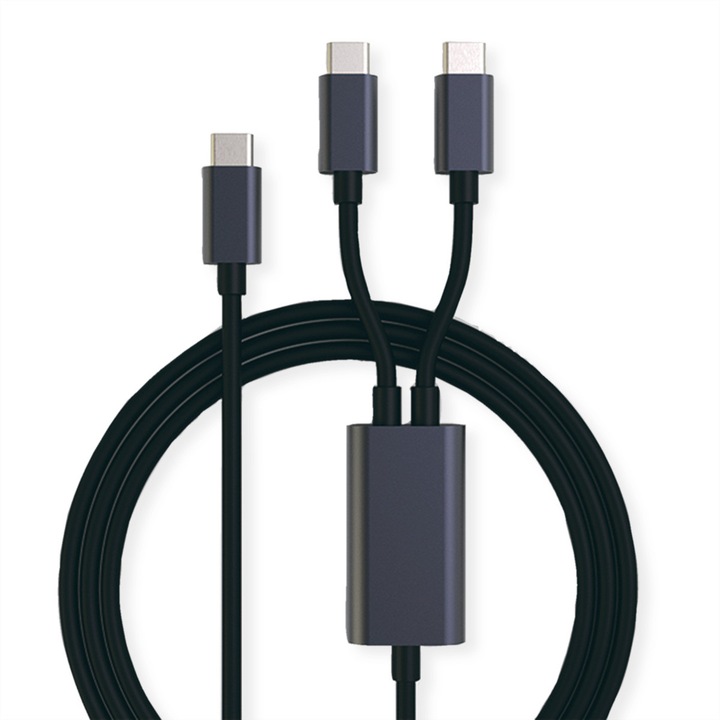 Cablu de date, Roline, USB-C, Incarcare rapida, 1.85 m, Negru
