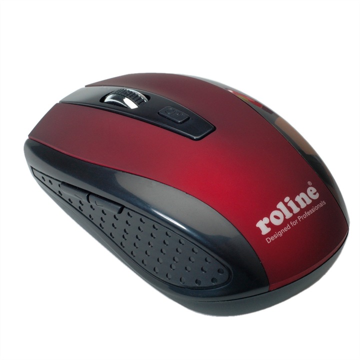 Mouse optic, ROLINE, Wireless, Stick USB, Negru/Rosu