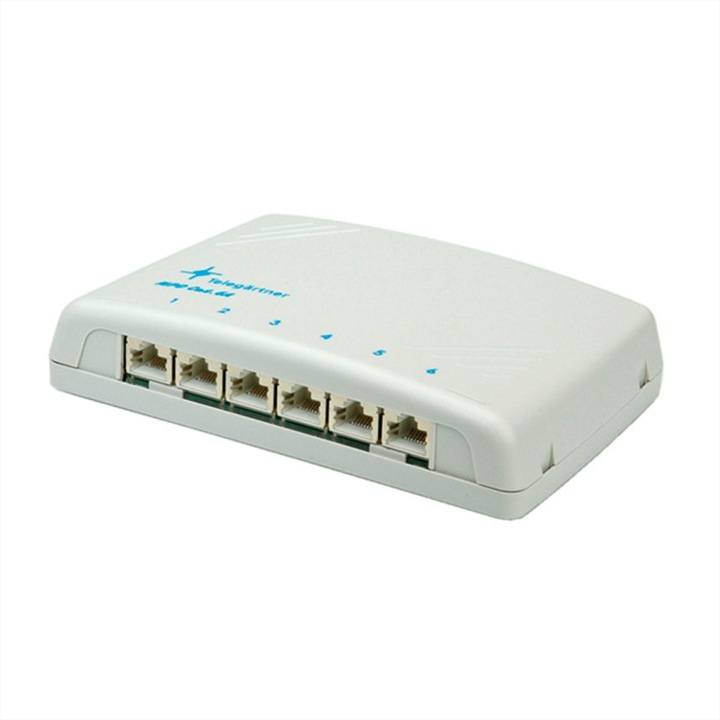 Patch panel, Telegartner, 6 Porturi, Alb/Albastru
