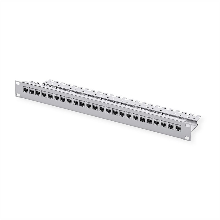 Patch Panel, Telegartner, 19 1 U, 24 модула AMJ-SL, 6A (клас EA), RJ45, сив