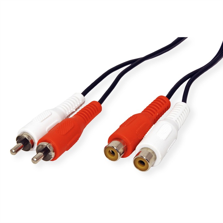 Cablu RCA duplex M/F, Value, 5m, pentru transmisie audio analogica
