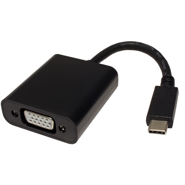 Adaptor Display USB-C-VGA, Value, 10cm, Negru