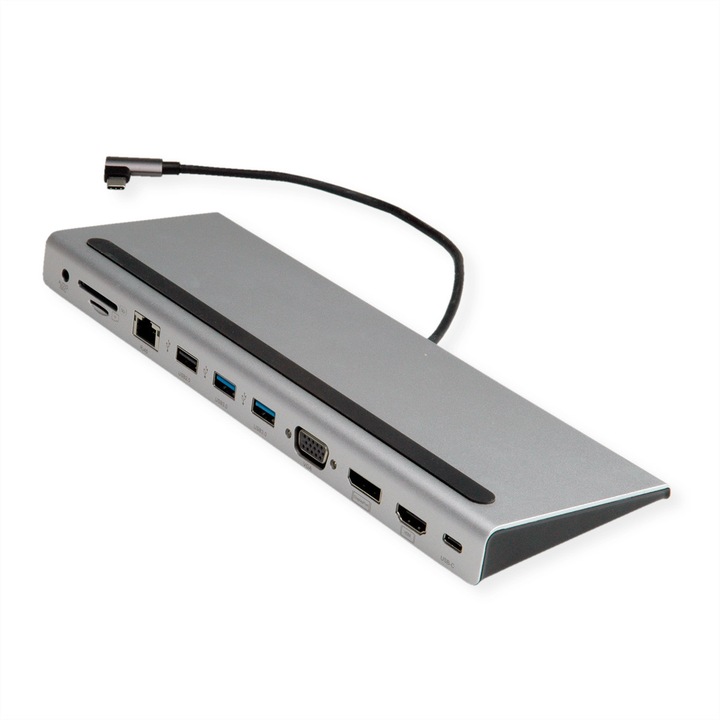 Докинг станция Value, Multiport USB 3.2, HDMI 4K/DP, VGA, четец на карти, PD, LAN, аудио, Star Gray