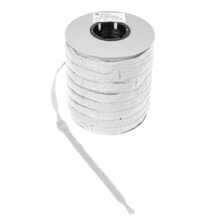 Rola cu 750 benzi organizatoare pentru cabluri, VELCRO, polipropilena, 20 mm x 230 mm, alb