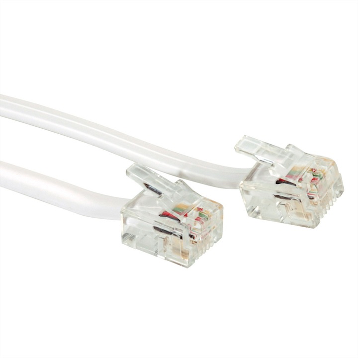 Cablu telefonic RJ12, Value, Plastic, Gri, 15 m