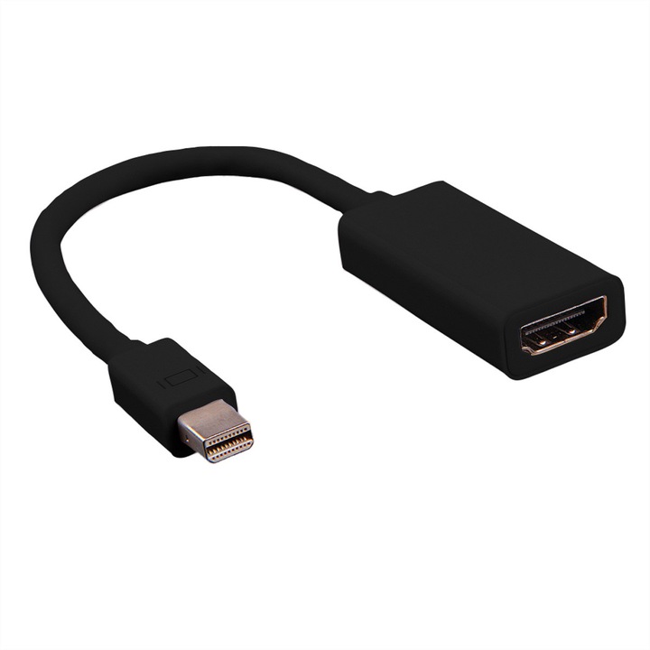 Adaptor Value, Mini DisplayPort tata/HDMI mama, Negru