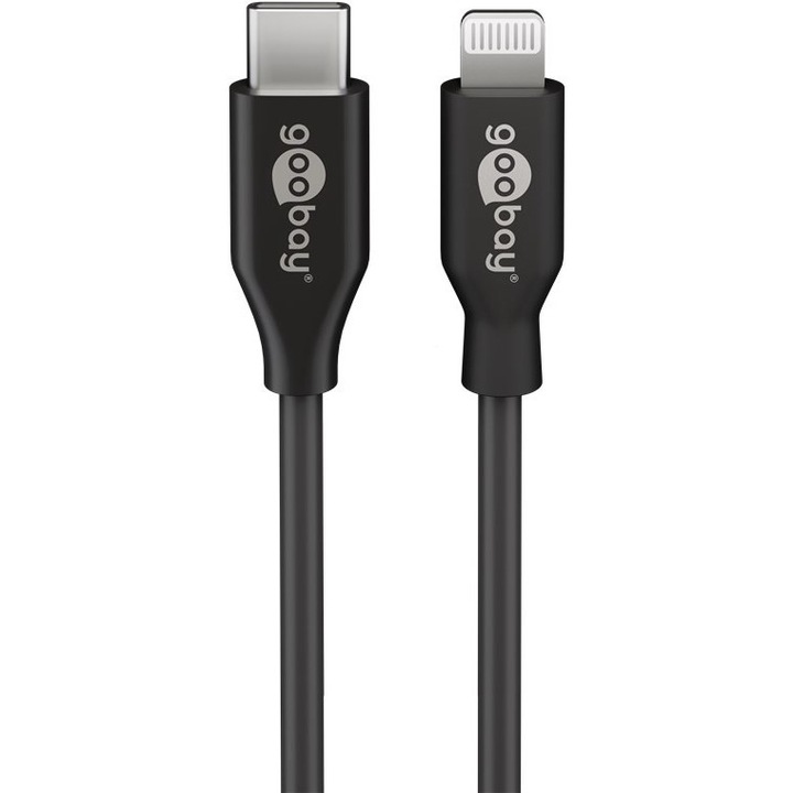 Cablu de date si incarcare Lightning- USB-C pentru Apple iPhone/iPad, Goobay, negru, 1m