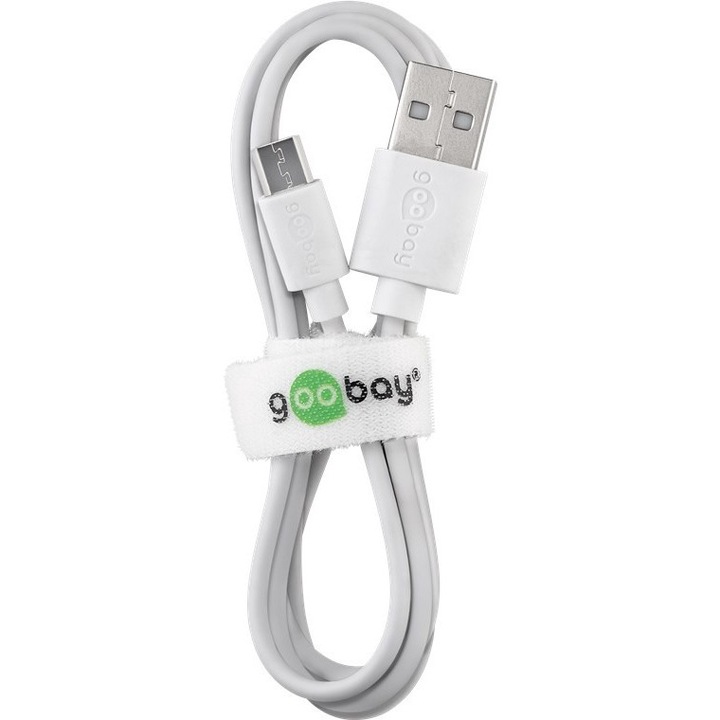 Кабел за данни, Goobay, Micro USB, Hi-Speed USB 2.0, 0,5 m, бял