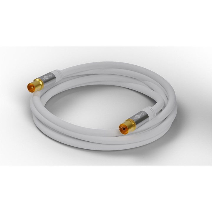 TV antenna kábel, Goobay, 135 dB, 2 m, szürke/arany