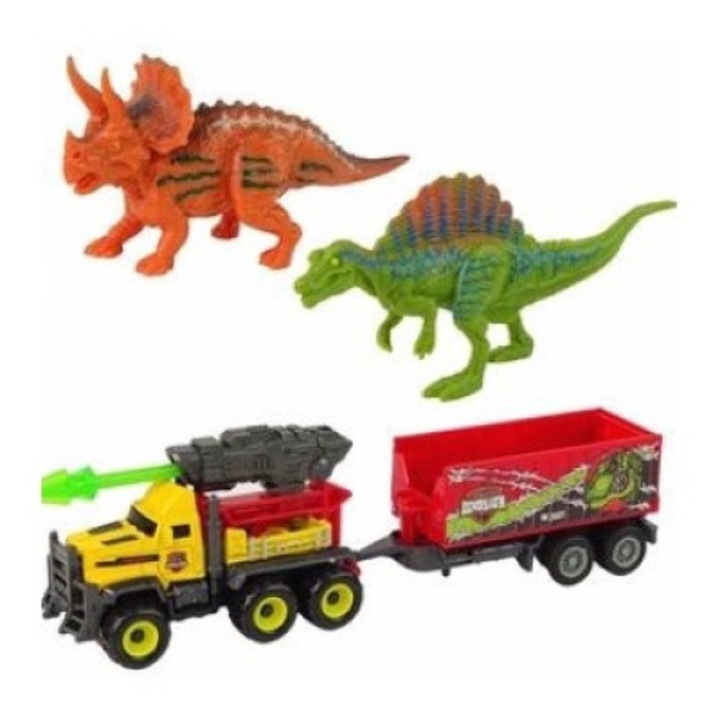2 db dinoszaurusz + egy autó készlet, Leantoys, 3 év, tarka