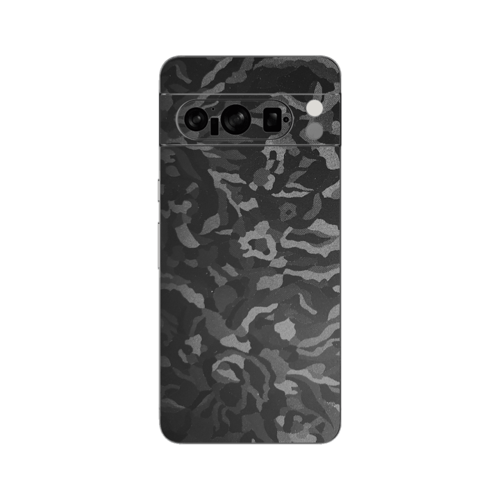 Folie Protectie iSkinz pentru Google Pixel 8 Pro - Camo Negru Black Shadow, Simple Cut, Skin Adeziv, Cover pentru Carcasa Spate