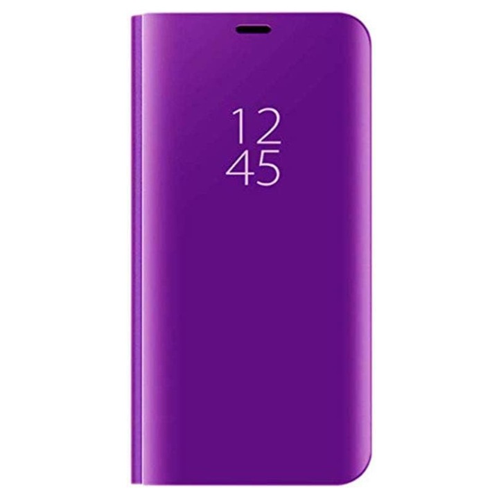 Защитен флип капак, съвместим със Samsung Galaxy A11, Clear View, интерактивен, лилав