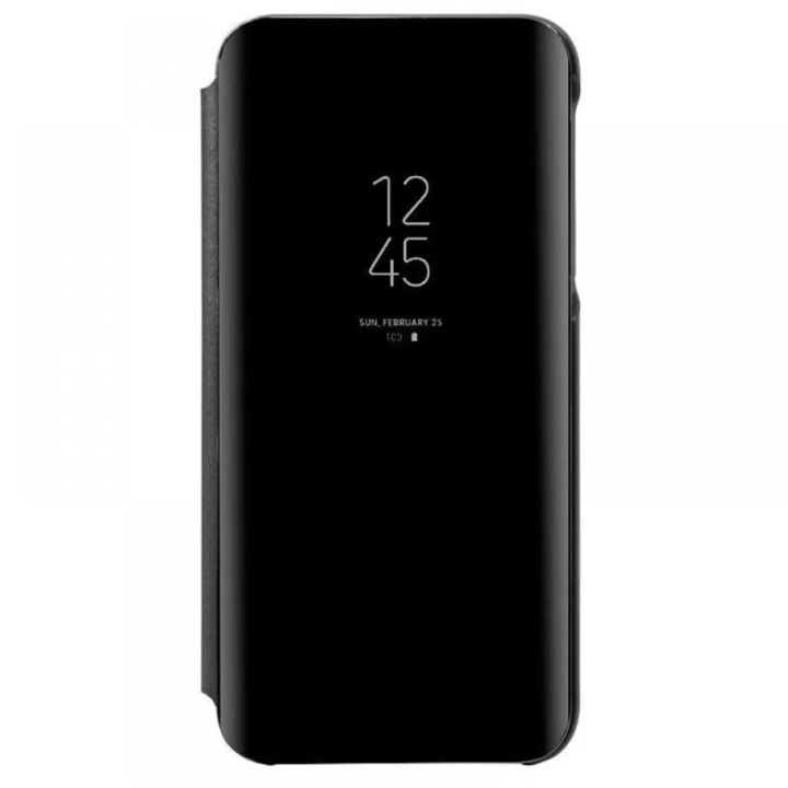 Защитен флип капак, съвместим с Samsung Galaxy A11, Clear View, интерактивен, черен