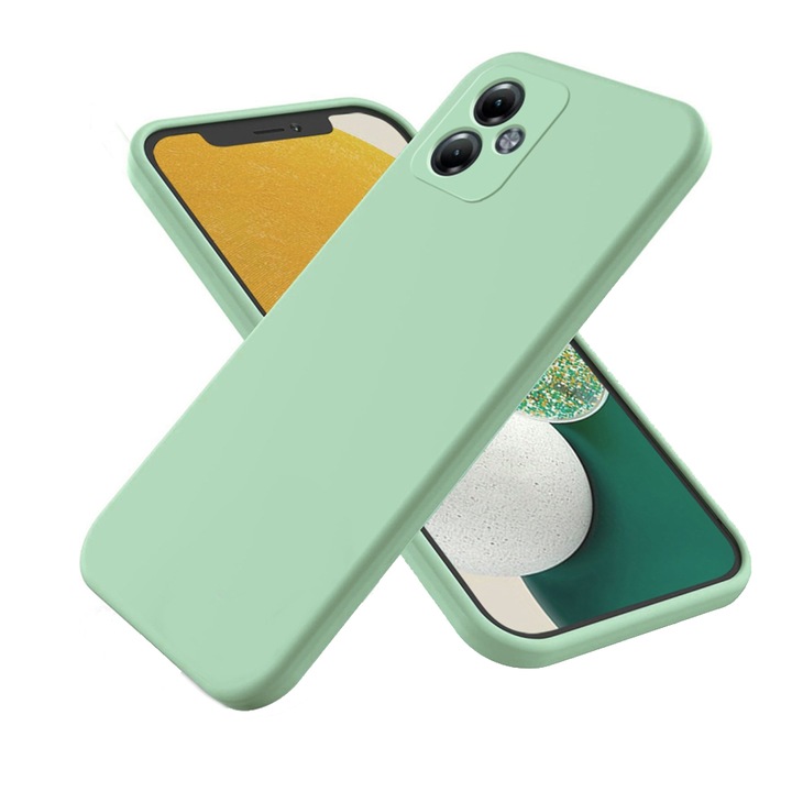 Калъф за телефон, съвместим с Motorola Moto G14, G-Tech, силиконов TPU, защита на камерата, матов външен вид, светлозелен