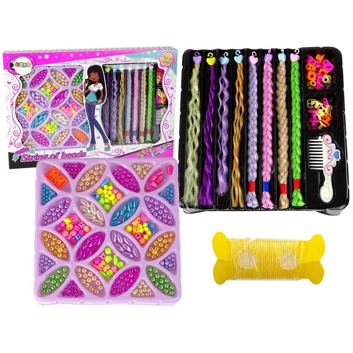 Set de margele pentru artizanat, Leantoys, Plastic, Multicolor