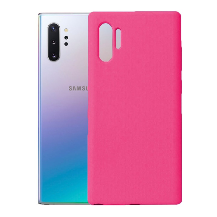 Защитен калъф, кадифена вътрешност, съвместим със Samsung Galaxy Note 10 Plus, FONIX BloomShield, силикон, повдигнати ръбове, тънък, неоново розов