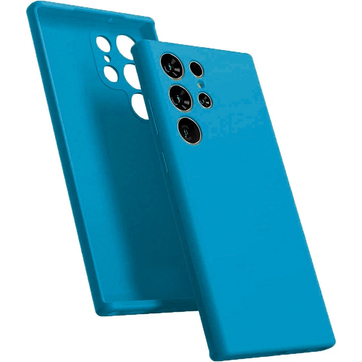 Védőtok, bársony belső, Samsung Galaxy S23 Ultra kompatibilis, FONIX BloomShield, szilikon, emelt élek, vékony, Világoskék