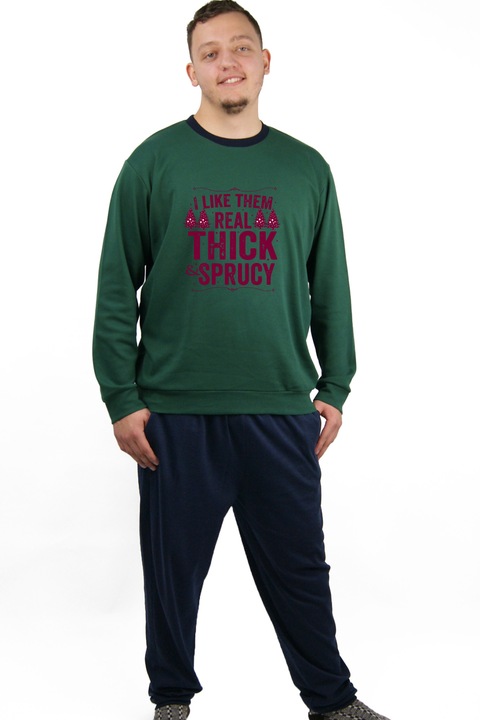 Férfi pizsama képpel személyre szabva nagyon szeretem karácsonyi, pamut, zöld, 2XL