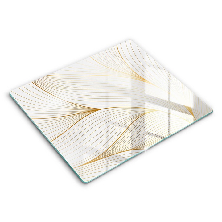 Dekoratív üveg, Wallfluent, Modern vonalak minta, Aranyszín, 60x52 cm