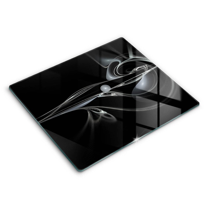 Dekoratív üveg, Wallfluent, Modern absztrakció, Fekete, 60x52 cm