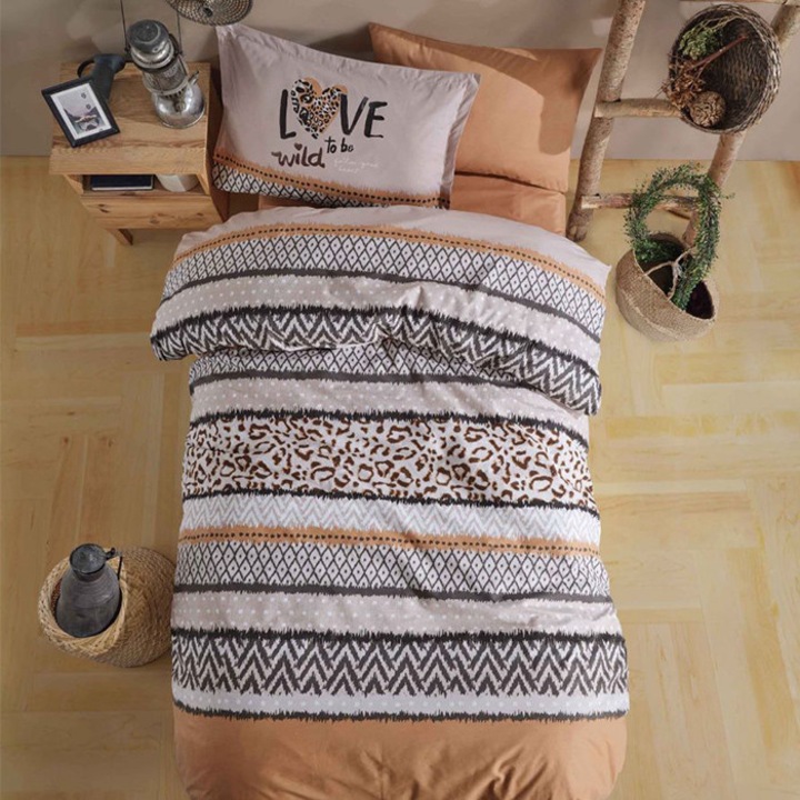 Спално бельо за 1 човек Clasy, Сьомга, 100% Памук, 3 части