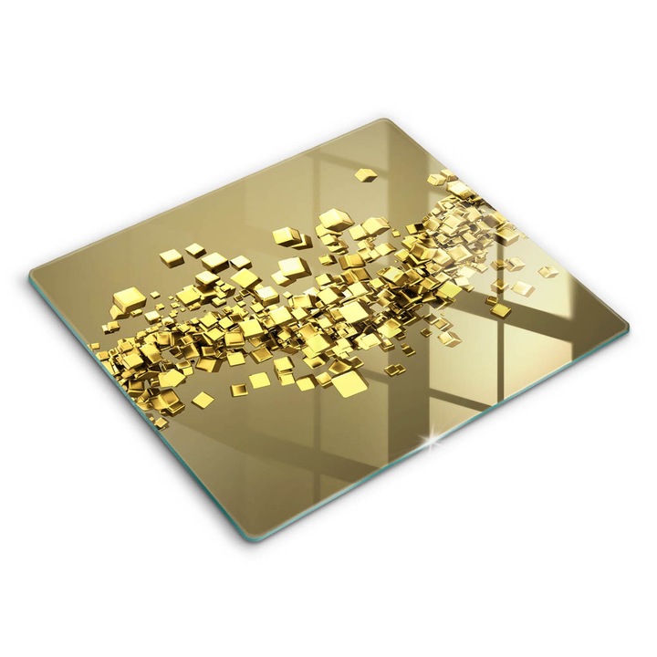 Dekoratív üveg, Wallfluent, Absztrakt 3D geometria, Sárga, 60x52 cm
