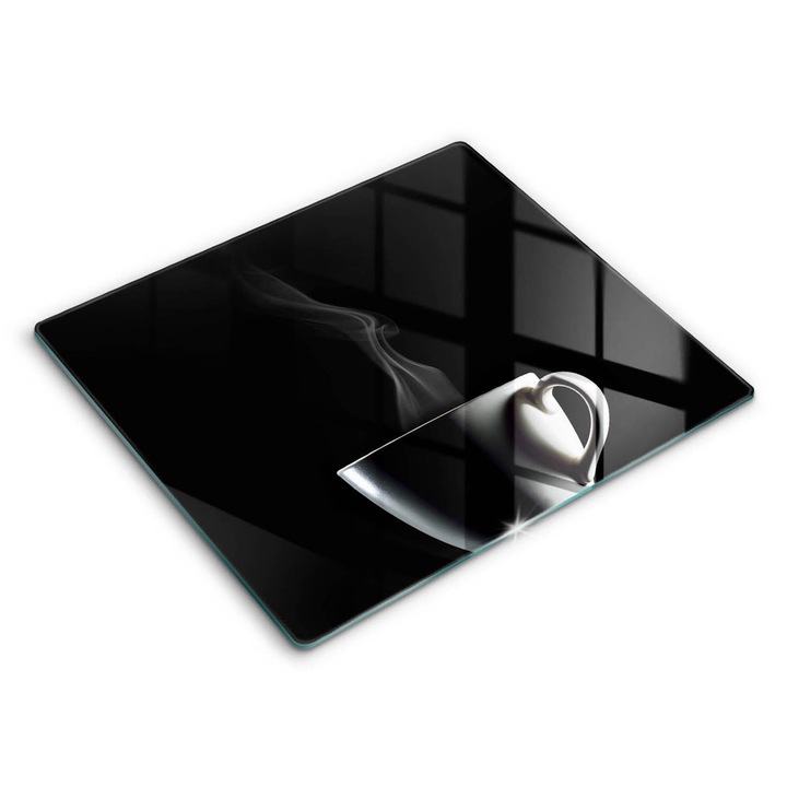 Dekoratív üveg, Wallfluent, Egy csésze tea, fekete fehér mintás, 60x52 cm