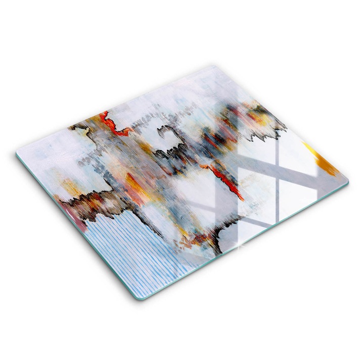 Dekoratív üveg, Wallfluent, Absztrakciós festékek, Szürke, 60x52 cm