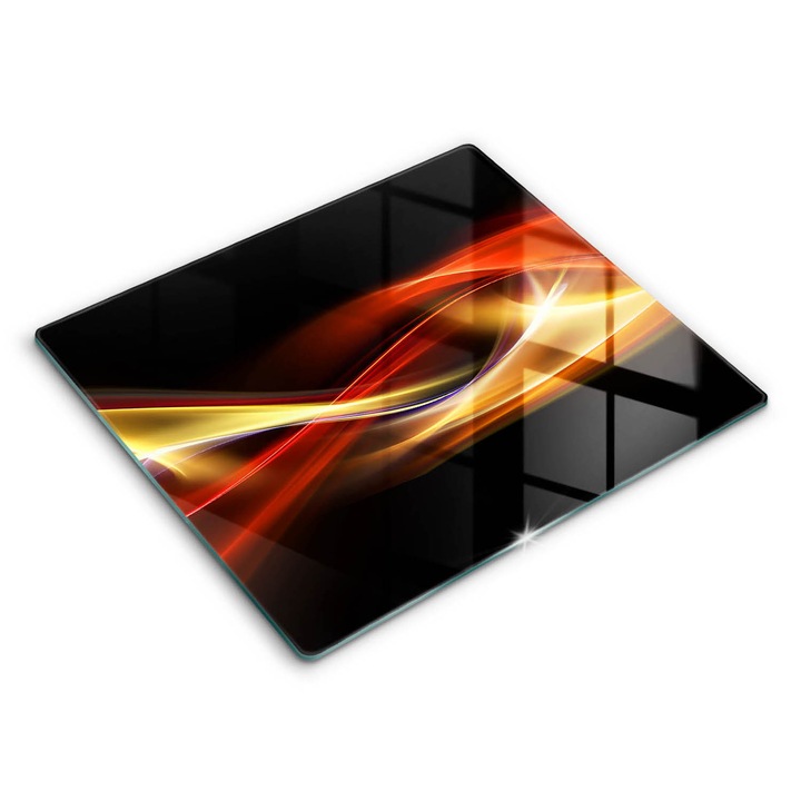 Dekoratív üveg, Wallfluent, Absztrakt füst és fény, Fekete, 60x52 cm