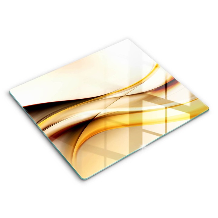 Dekoratív üveg, Wallfluent, Absztrakt füst vonalak, Sárga, 60x52 cm