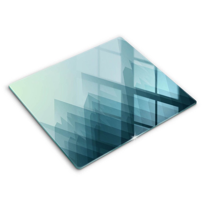 Dekoratív üveg, Wallfluent, Absztrakt hegyek, Kék, 60x52 cm