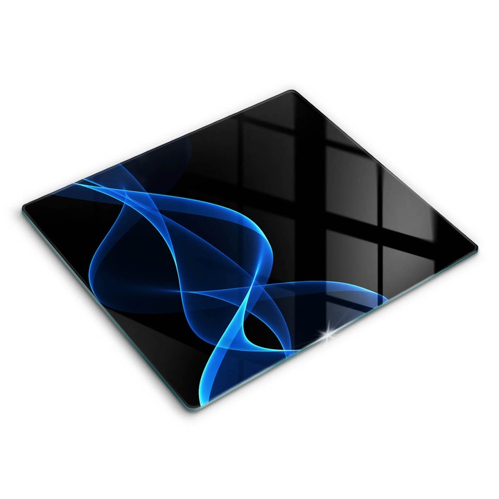 Dekoratív üveg, Wallfluent, Kék füstvonalak, Fekete, 60x52 cm