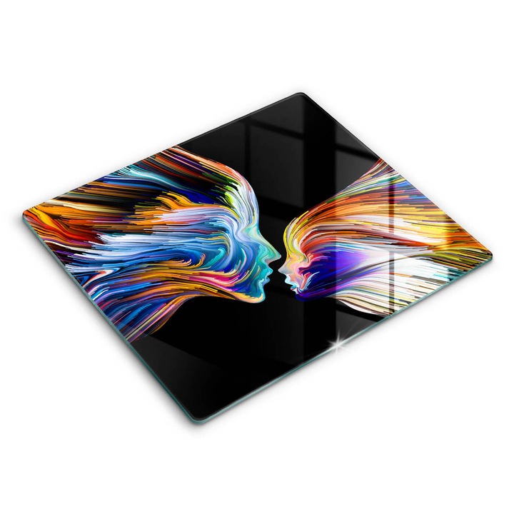 Dekoratív üveg, Wallfluent, Csók absztrakció, Sokszínű, 60x52 cm