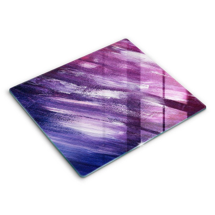 Dekoratív üveg, Wallfluent, Festék absztrakció, Lila, 60x52 cm