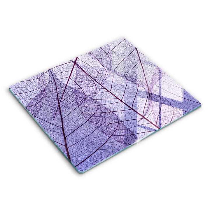 Dekoratív üveg, Wallfluent, Levelek erekkel, Lila, 60x52 cm