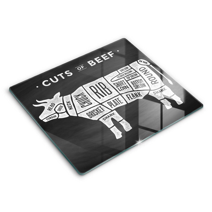 Dekoratív üveg, Wallfluent, Tehénhús marhahús, fekete fehér mintás, 60x52 cm